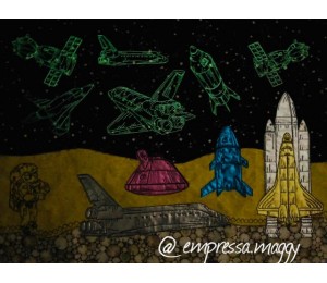 Stickserie - Weltraum Space Line Art